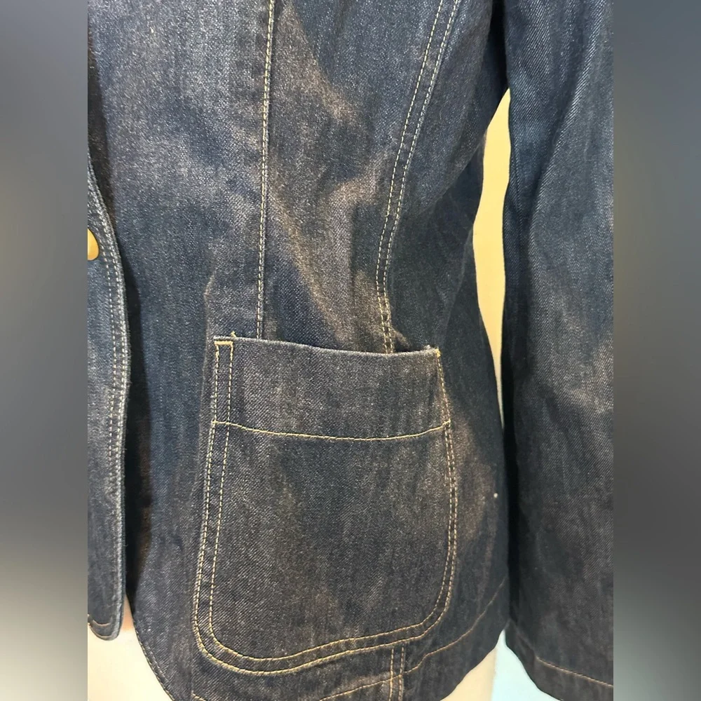 Land’s End Double Breasted fitted denim blazer jacket new without tags size 14 - Picture 5 of 15
